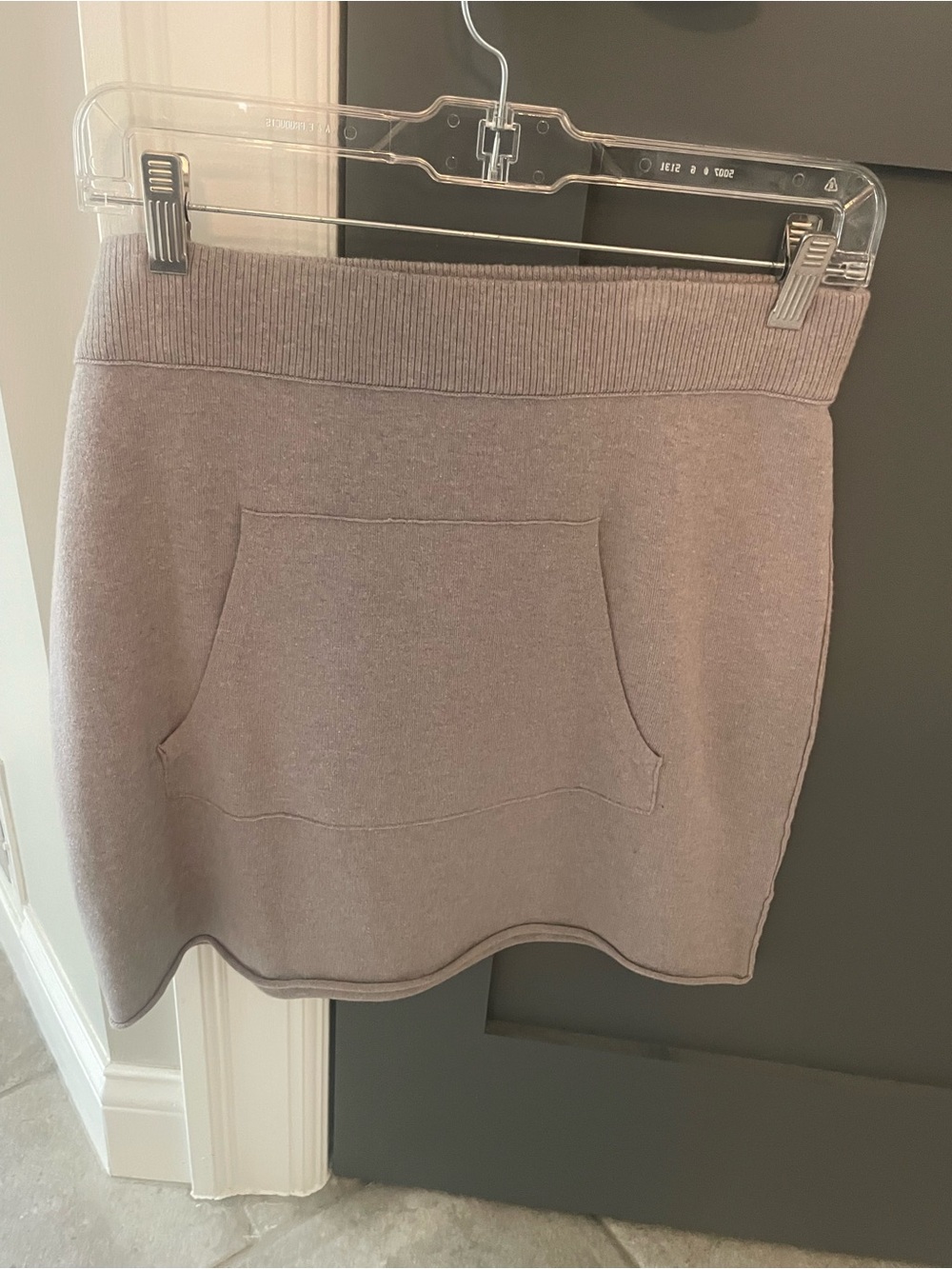 Knit Mini Skirt with Front Pocket - Taupe